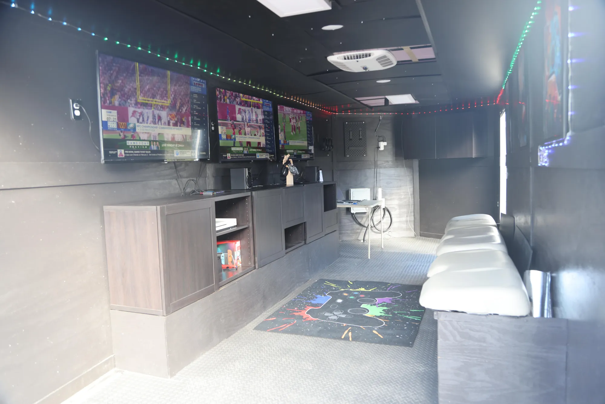 Full interior view of the gaming trailer